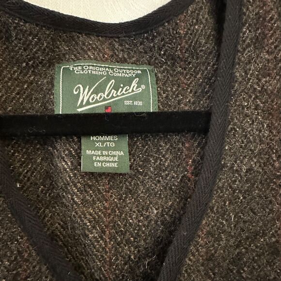 Woolrich Men's Grey Tweed Wool Nylon Blend Preppy Snap Vest Pockets Size XL - Picture 5 of 6